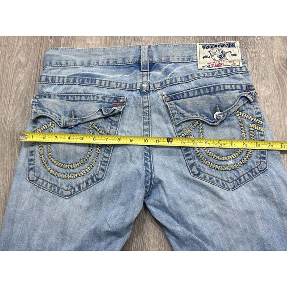 True Religion Jeans Men's Size 34 Wide Leg Embroidered Pockets Denim Blue - Picture 11 of 12